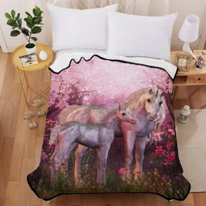Unicorn Warm Thin Comforter Singe Size Blanket Plush Home Decoration Throw - Picture 1 of 5