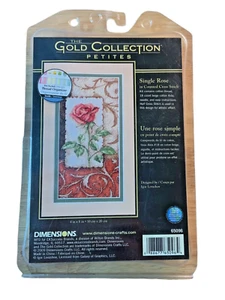 NEW Cross Stitch Kit SINGLE ROSE Dimensions #65096 Gold Collection Petites - Picture 1 of 4