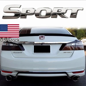 For Honda Civic Accord Chrome Sport Letter Badge Emblem Rear Trunk Decor Sticker - Picture 1 of 7