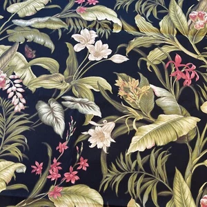 Waverly Sun N Shade Fabric "Wailea Coast” Black 2 1/2 Yards By 55” Upholstery - Picture 1 of 9