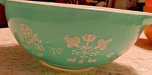 Pyrex Embroidery Needlepoint Turquoise Cinderella Bowl #443 1958 Promotional - Picture 1 of 6