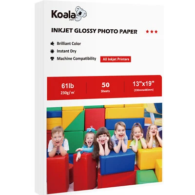 Koala Photo Paper 13x19 High Glossy 61lb Photo Printer Paper 50 Sheets Inkjet - Image 1 of 4
