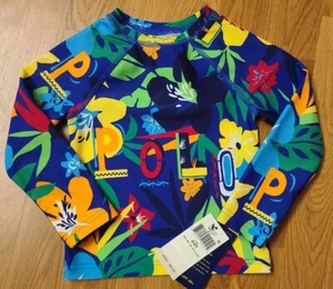 $65 Polo Ralph Lauren Rash Guard Kids 2/2T Hawaiian Floral Swim Shirt UPF 40 NWT - Picture 1 of 2