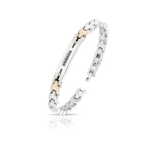 Herrenarmband Aus Edelstahl 316L Mit Schwarzen Diamanten 0,09 Karat - Bild 1 von 1