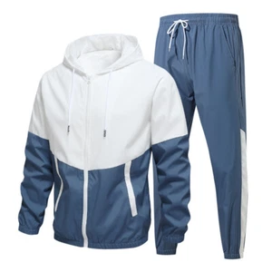 Mens Hooded Athletic Tracksuit Gym Jogging Sports 2 Piece Set Casual Sweat Suits - Picture 1 of 14