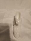 Vintage Milk Glass White Shoe Figurine Button and Daisy Pattern Made in Taiwan