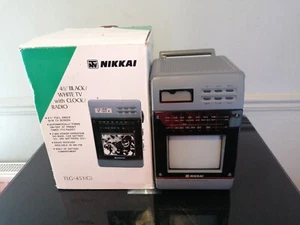 Nikkai Mini TV Blanco y Negro Vintage Retro Reloj/televisión/Radio TLG-451(G) - Imagen 1 de 6