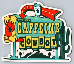 Dutch Bros Pegatina Café Cafeína Vaquero Cactus Bota Gota Agosto 2025 NUEVO - Imagen 1 de 2