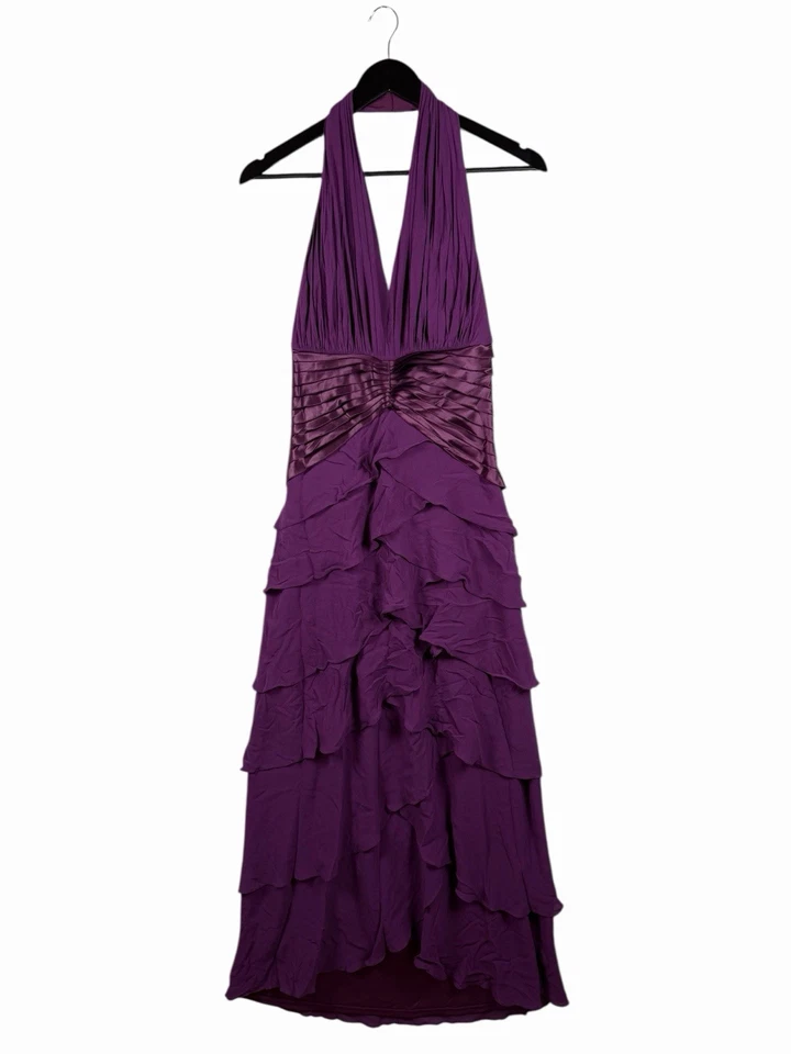 Vestido maxi Tadashi Shoji tamanho 10 100% seda babado gola alta - Imagem 1 de 4