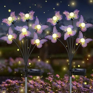 Solar Garden Lights, 2 Pack Solar Butterfly Lights Outdoor Waterproof, Magica... - Picture 1 of 7