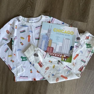 Smaller Things Pajamas Sz 6 Goodnight Chicago Signature Print & Coloring Book - Picture 1 of 19