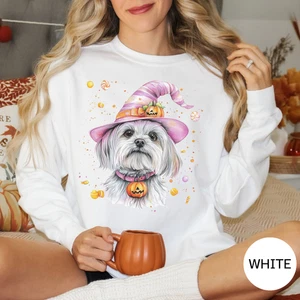 Malteser Halloween Hundeliebhaber Haustier T-Shirt Gildan Shirt Sweatshirt - Bild 1 von 4