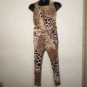 Vintage Cotton Candy Jumpsuit Animal with Dot Print Size Small - Picture 1 of 8