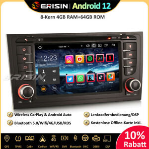 4GB+64GB Android 12 Autoradio GPS Navi DAB+CarPlay CD SWC Audi A6 S6 RS6 Allroad