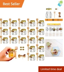 Charming 20-Pack of Hexagonal Honey Jars with Gold Lids - Perfect for Events - Picture 1 of 8