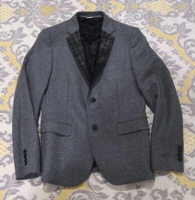 LN! John Richmond black cashmere leather blazer jacket coat Men's 46 S - Image 1 of 4