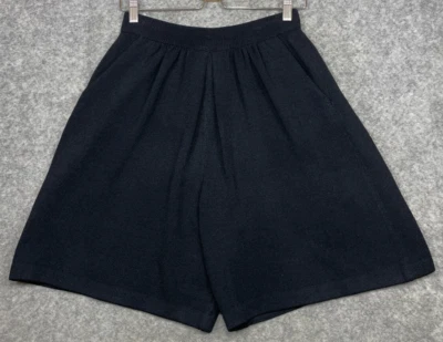 Pantalones Cortos Tejidos Colección St. John Para Mujer 8 Negros Santana Plisados Pull On Culottes Foto 1 de 4