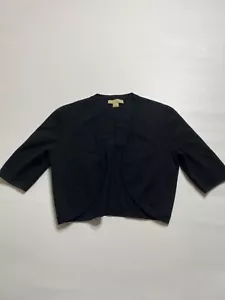 Michael Kors Open Mini Sweater Cardigan Black 100% Merino Wool Size Small - Picture 1 of 7