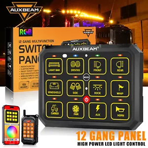 AUXBEAM RGB 12 GANG Switch Panel Relay System 12V/24V bluetooth Remote Control - Foto 1 di 12