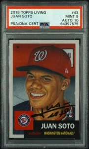 Topps Living Set #43 2018 Juan Soto RC autografiado PSA 9 ADN 10 - Imagen 1 de 2