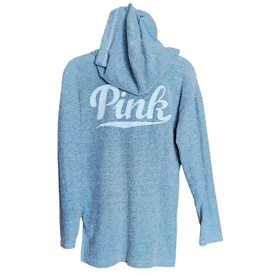 Victoria's Secret ROSA Terry Tela Con Cordones Túnica Gran Tamaño Mujer Gris Sudadera con Capucha XS Foto 1 de 4