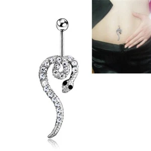 New Crystal Wrap Snake Design Belly Bar Charm Belly Ring | Body Candy Sexy - Picture 1 of 4
