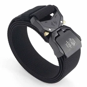 Work Hiking Elastic Belt Stretching Mens Tactical Belt Zinc Alloy Buckle Outdoor - Picture 1 of 17