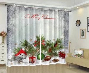 3D Xmas Decoration Gift I120 Christmas Window Photo Curtain Fabric Quality Amy - Picture 1 of 7