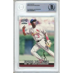 2000 Pacific #359 Edgar Renteria Signed Card AUTO Beckett Slabbed STL Cardinals - Picture 1 of 5