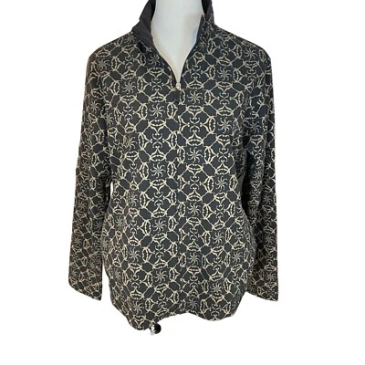 Chaqueta de golf ligera Bolle negra dorada estampada manga larga cremallera completa talla M Foto 1 de 4