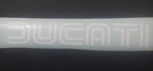 White Retro Ducati dble line vinyl sticker / decal 250mm x 50mm or pick a colour - Picture 1 of 5