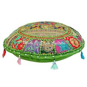 Indian Floor Pillow Covers Patchwork Bohemian Footstool Cushion Cover Vintage - Picture 1 of 43