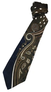 Nueva Corbata ZYLOS $45 Marrón Multicolor Paisley 100% Seda Italiana Qte_B - Imagen 1 de 3