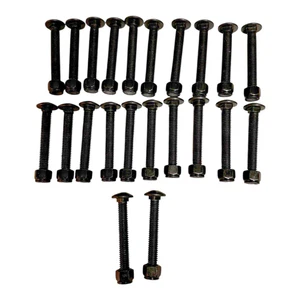 3/8-16 x 2.5" Black Steel Carriage Bolts w/ Lock Nuts, Round Head, 22 PCS - Picture 1 of 3