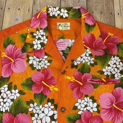 Camisa hawaiana Ui Maikai tela de corteza mediana vintage años 50 60 Foto 1 de 4