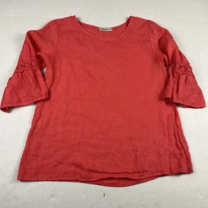 Terzo Millennio Womens Linen Shirt Coral Tunic Top Summer Resort Small Italy - Picture 1 of 10
