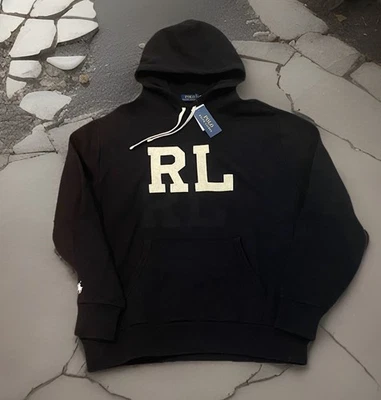 Polo Ralph Lauren RL 抓绒大学标志 连帽衫 卫衣 全新带标签 男式 L — 第 1/4 张图片