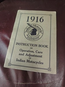 1916 INDIAN Instruction Book On Operation,Care,And Adjustment Of Indian... - Picture 1 of 15