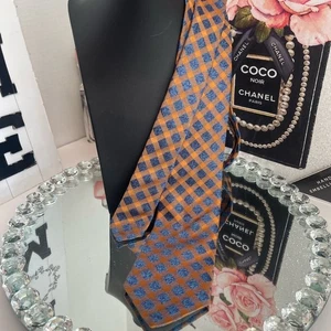 Charvet Place Vendome Krawatte 100% Seide blau und orange 42’ L - Bild 1 von 4