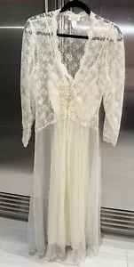 Vintage Victoria’s 2 Pcs Secret Gold Label Night Gown M beaded Lace Slip & Cover - Picture 1 of 14