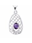 Amethyst & Diamond Pendant Necklace Set in 14K White Gold With 18" Chain LP4433A