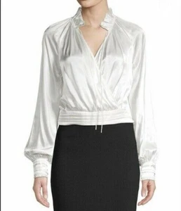 Divine Heritage Satin Surplice Tie-Neck Crossover Mieder Top Bluse XS Neu mit Etikett 285  - Bild 1 von 7