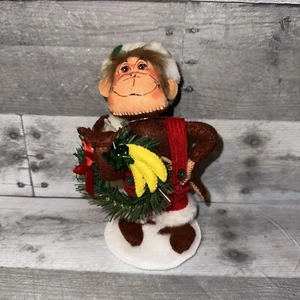 Annalee 7" Classic Santa Monkey in Overalls & Wreath of Bananas 2009 75030 New - Picture 1 of 11