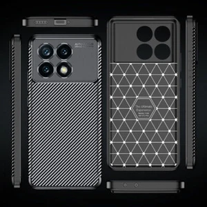 For Xiaomi POCO F6 Pro Luxury Carbon Fiber Soft Rubber TPU Slim Case Cover - Picture 1 of 7