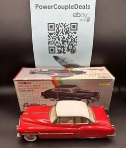 1950 Red Cadillac Sedan Made In Japan Vintage Tin Friction Toy Car MF330 W/ Box - Picture 1 of 9