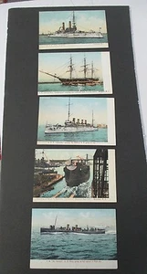 Lotto di 5 cartoline USA CORAZZATA 1907-1915: Iowa Columbia Constellation ecc - Foto 1 di 1