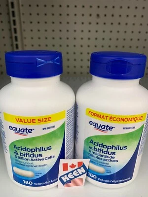Equate Acidophilus & Bifidus 6 mil millones de células activas 180 cápsulas vegetarianas, exp26JN Foto 1 de 4