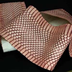 Stonewashed Real Snake Leather Skin Hide Leather Snakeskin Craft Supply Red - Picture 1 of 3