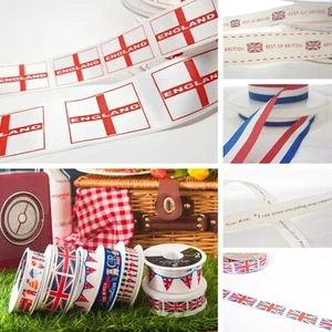 England Flag Ribbon British London Union Jack Football Medal Trimming 1 METRE - Picture 1 of 18