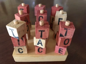 vintage handcrafted 3-D Tic Tac Toe game - Picture 1 of 7